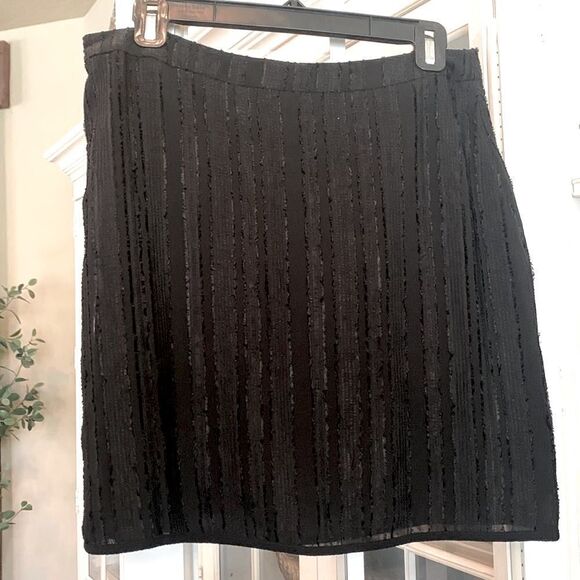 NWT Black Mini Skirt Textured Lined Chiffon Velvet Sz M - Picture 8 of 13